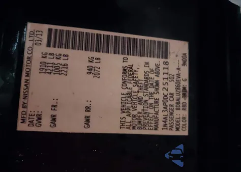 2013 Nissan Altima 2.5 Sv z USA, uszkodzony, nr VIN 1N4AL3AP0DC251118